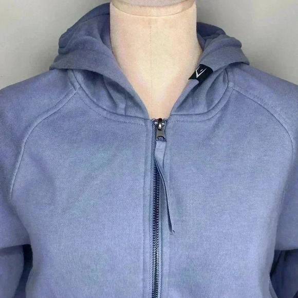 GymShark Womens Cropped 3/4 Zip Hoodie Size Medium Hooded Sweatshirt - Picture 2 of 5